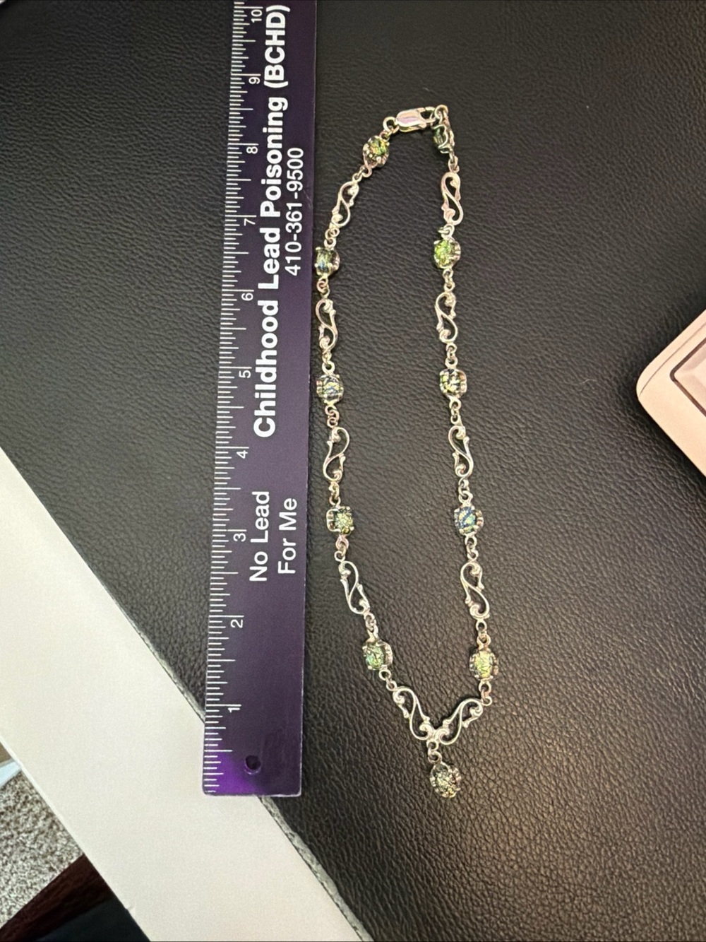 Taylor Silver Necklace with Light Green Crystal Beads 925 silver